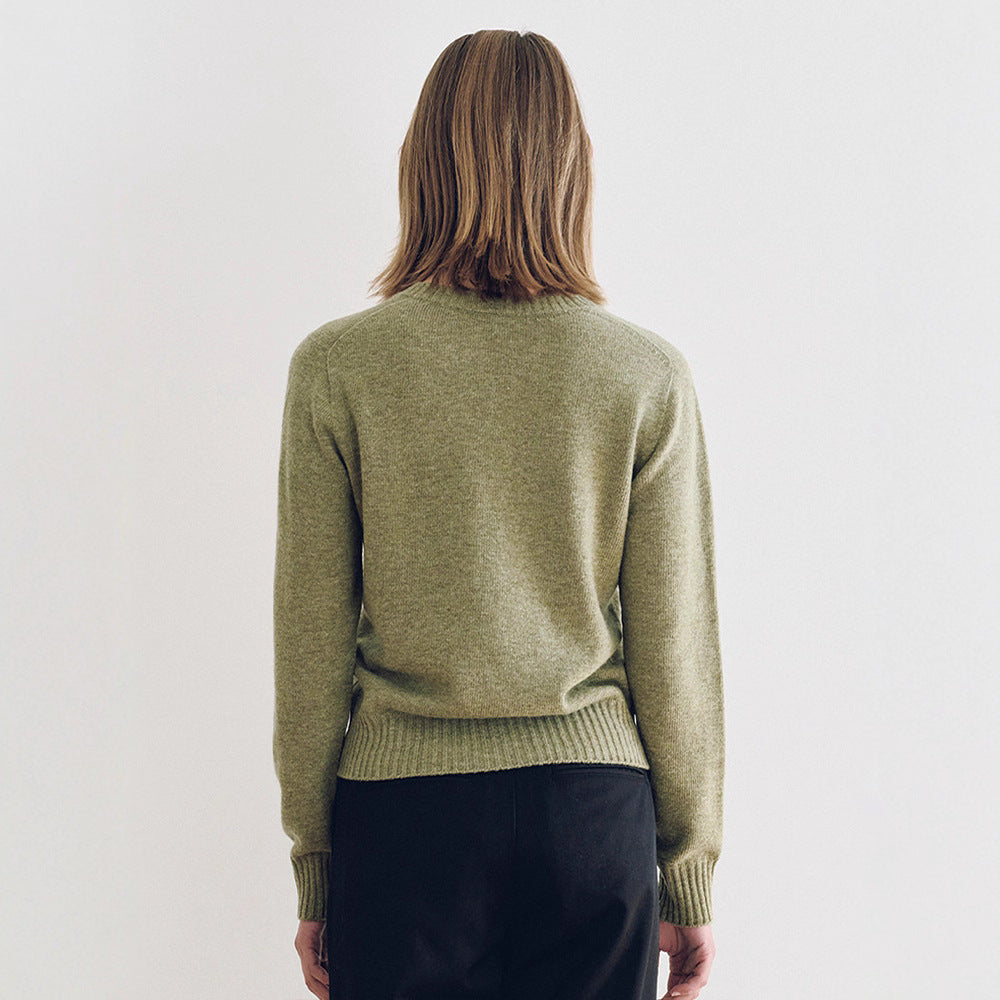 Damen Feinstrickpullover V-Ausschnitt Breites Bündchen