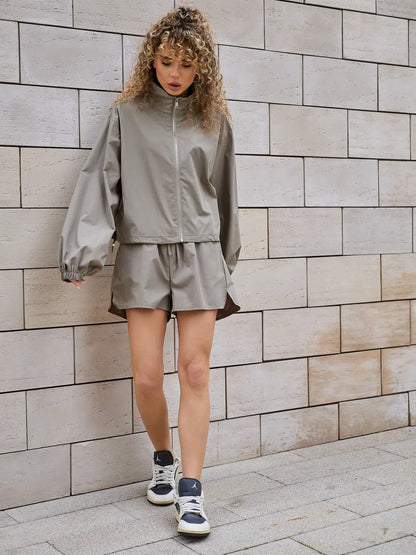Damen Sportset Blousonjacke Lässige Shorts Norvielle