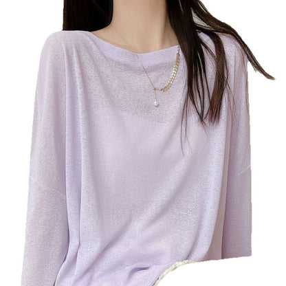 Damen Langarmshirt Feine Struktur Details Norvielle