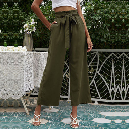 Damen Palazzo-Hose Elastischer Bund Bindegürtel Norvielle