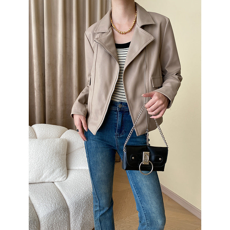 Damen Bikerjacke Lässiger Schnitt Norvielle