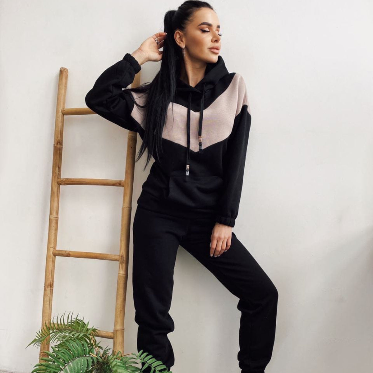 Damen Sport-Jogginganzug Farblich Abgesetzt Norvielle