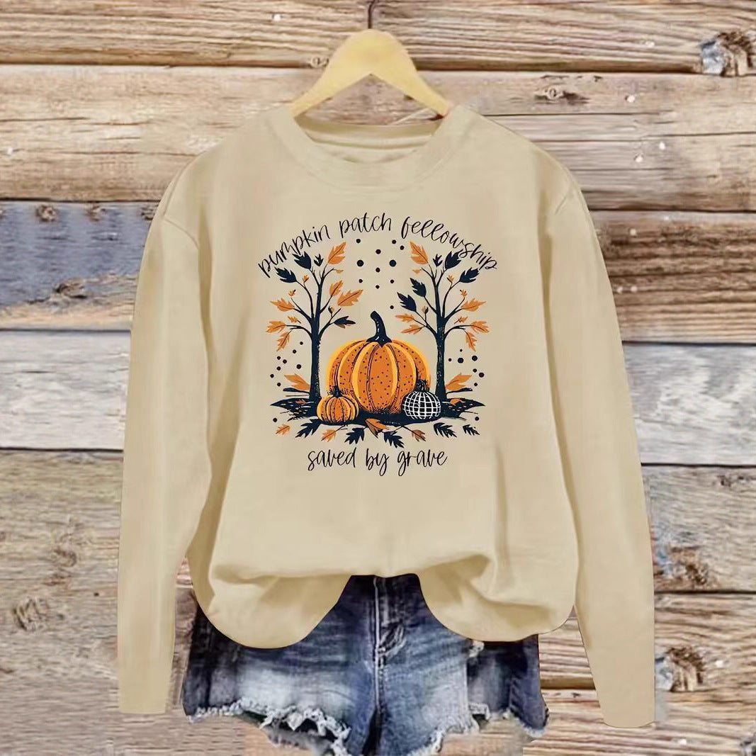 Damen Sweatshirt Herbstlich Kürbis Motiv Lässig Norvielle - Norvielle
