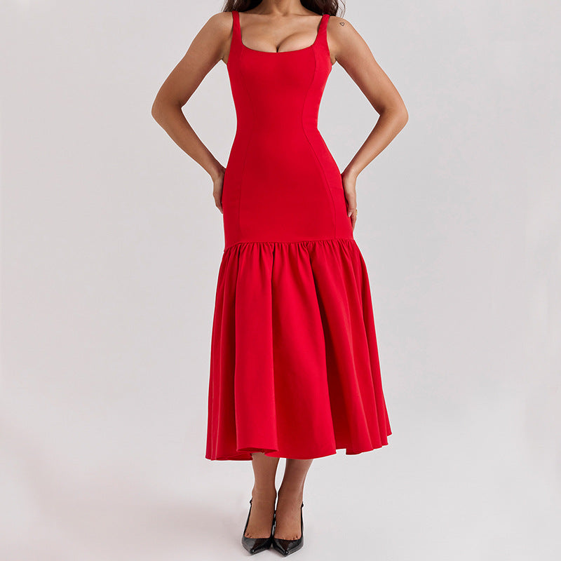 Damen Maxikleid Schwingender Rock Figurbetont Norvielle - Norvielle