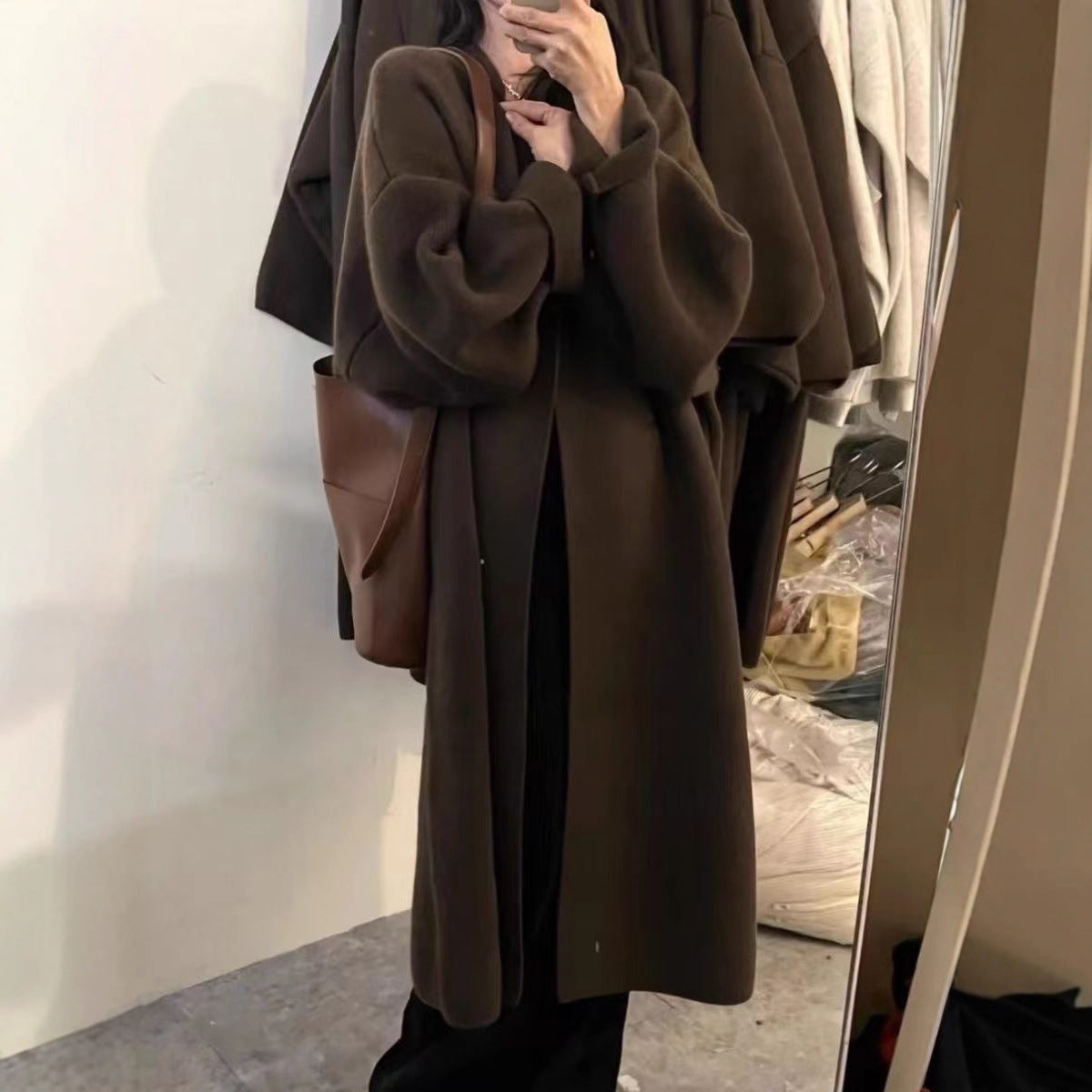 Damen Oversized Strickjacke Norvielle Wollig Warm