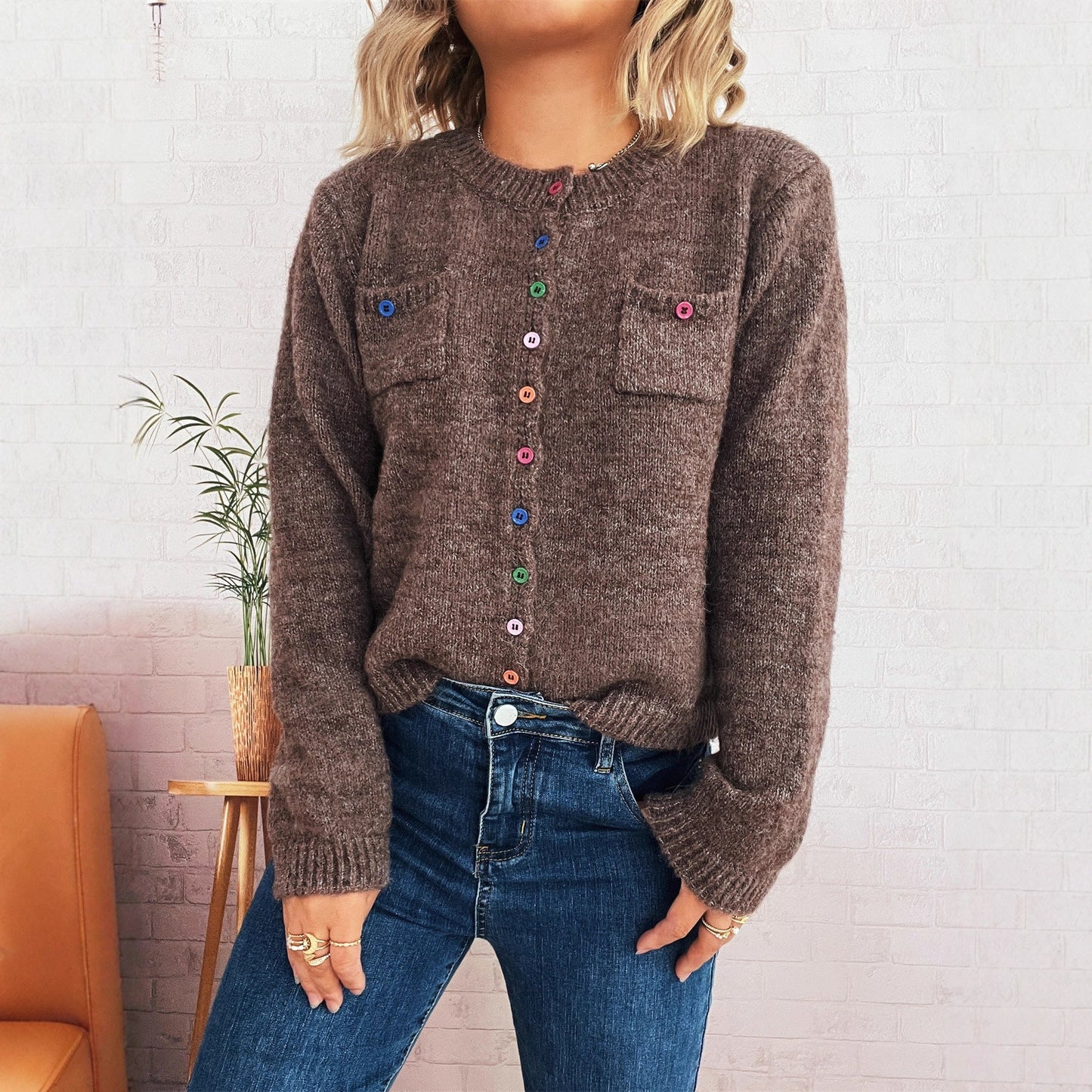 Damen Strickjacke Kuschelig Bunt Norvielle