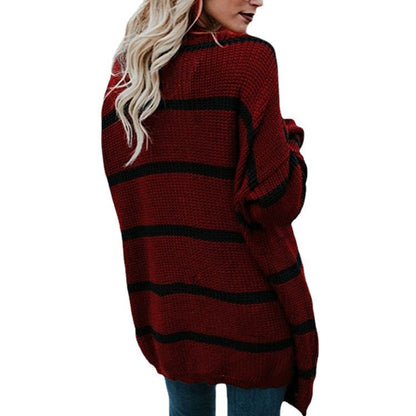 Damen Grobstrickpullover Lässige Streifenmuster Norvielle