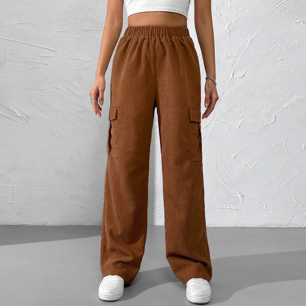 Damen Cargohose Samt Elastischer Bund Norvielle