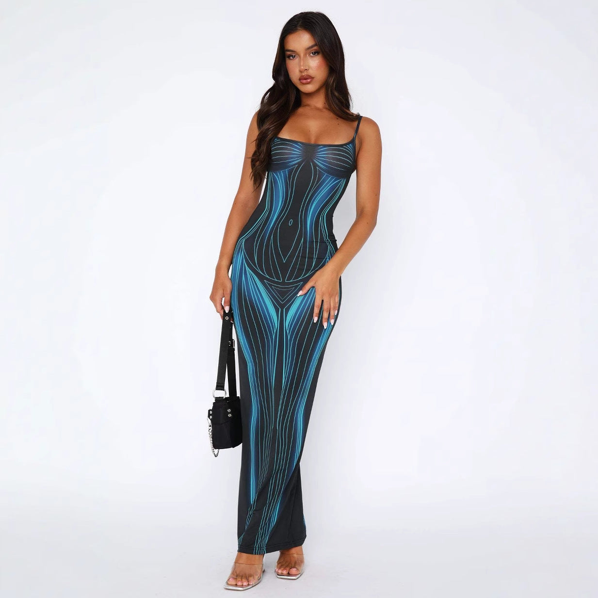 Damen Maxikleid Grafisches Design Tailliert Norvielle