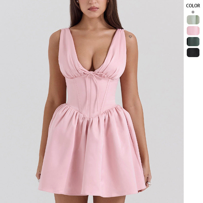 Damen Minikleid Raffungsausschnitt Norvielle - Norvielle