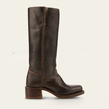 Damen Lederstiefel Westernstil Blockabsatz