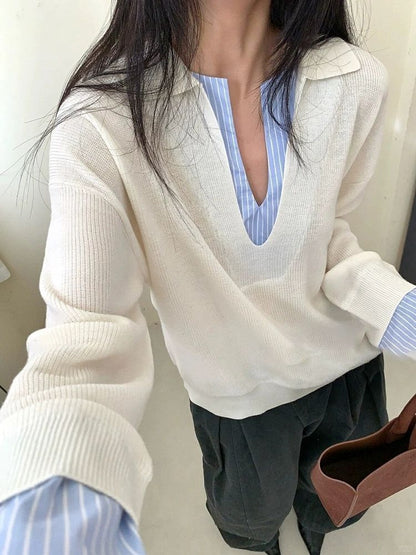 Damen Pullover mit Hemdkragen Norvielle