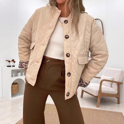 Damen Übergangsjacke Gesteppt Modern Animalisches Innenfutter