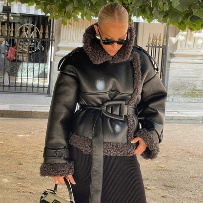 Damen Winterjacke Kunstfellkragen Schwarz Norvielle - Norvielle