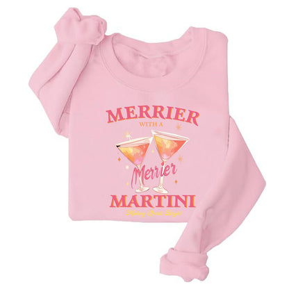 Damen Sweatshirt Cocktailmotiv Lässig Grau