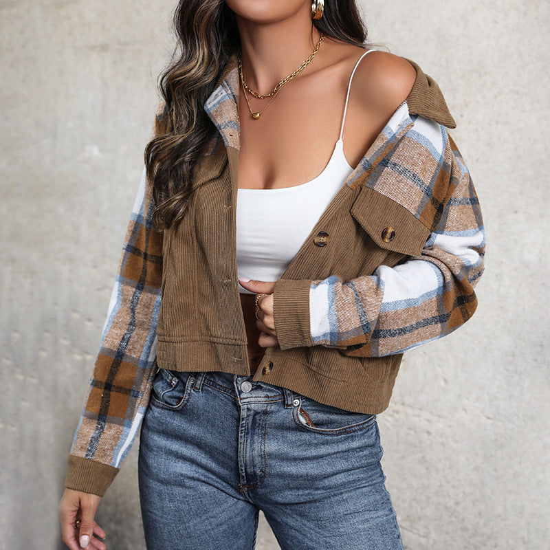 Damen Karottenjacke Kariert Cord Norvielle