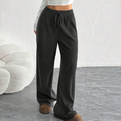 Damen Strickhosen Weites Bein Elastischer Bund Norvielle