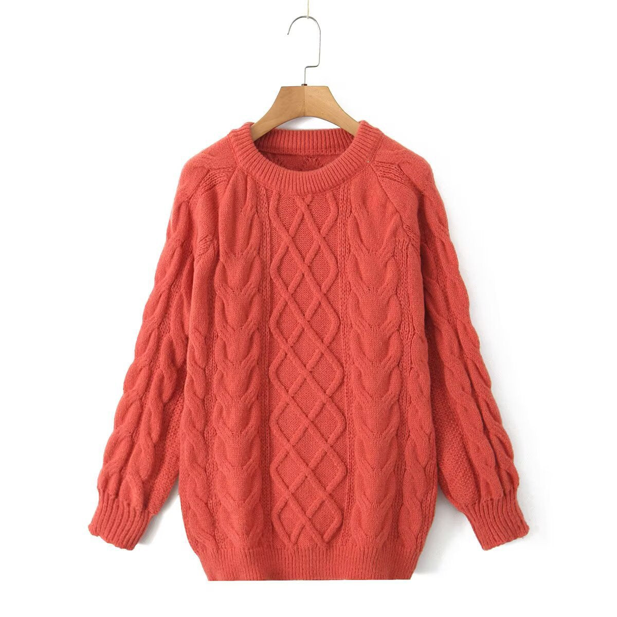 Damen Gestrickter Pullover Zopfmuster Norvielle