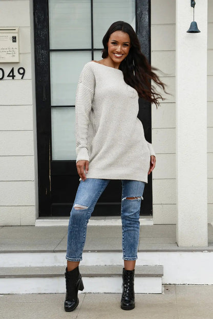 Damen Strickpullover Weit Schnitt Strukturiert Norvielle