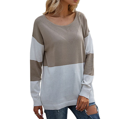 Damen Strickpullover Norvielle Rundhals Blockdesign