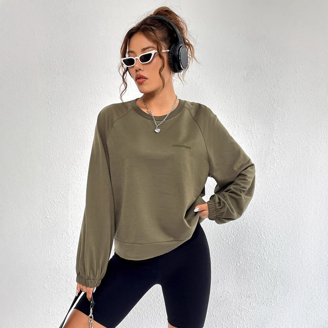 Damen Raglan Sweatshirt Elastisch Minimales Design