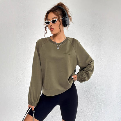 Damen Raglan Sweatshirt Elastisch Minimales Design