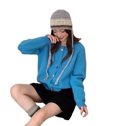 Damen Strickcardigan Bunt Lässiger Schnitt