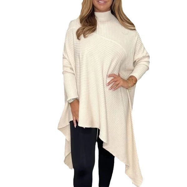Damen Asymmetrisches Strickoberteil mit hohem Kragen Norvielle