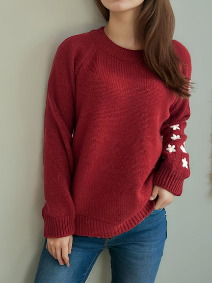 Damen Strickpullover Floral Lässig Norvielle