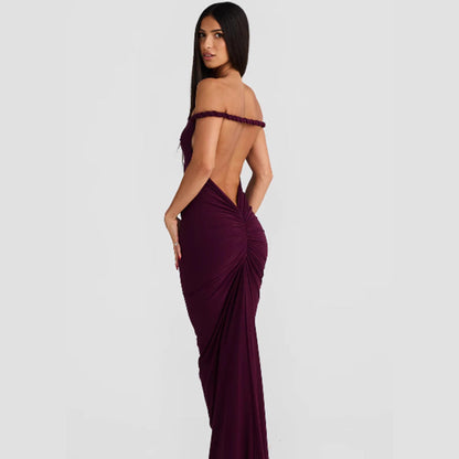 Damen Abendkleid Figurbetont Halterdesign schwingender Saum