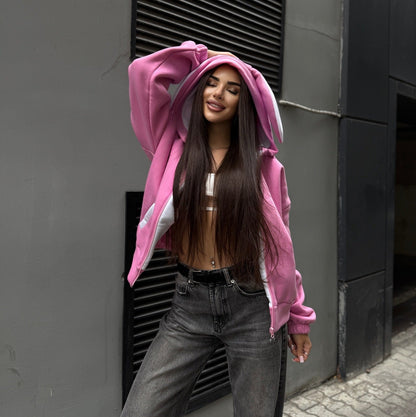 Damen Hoodie Oversized Hasenohren Norvielle