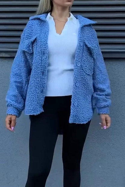 Damen Fleecejacke Lässig Mit Taschen Knopf Norvielle