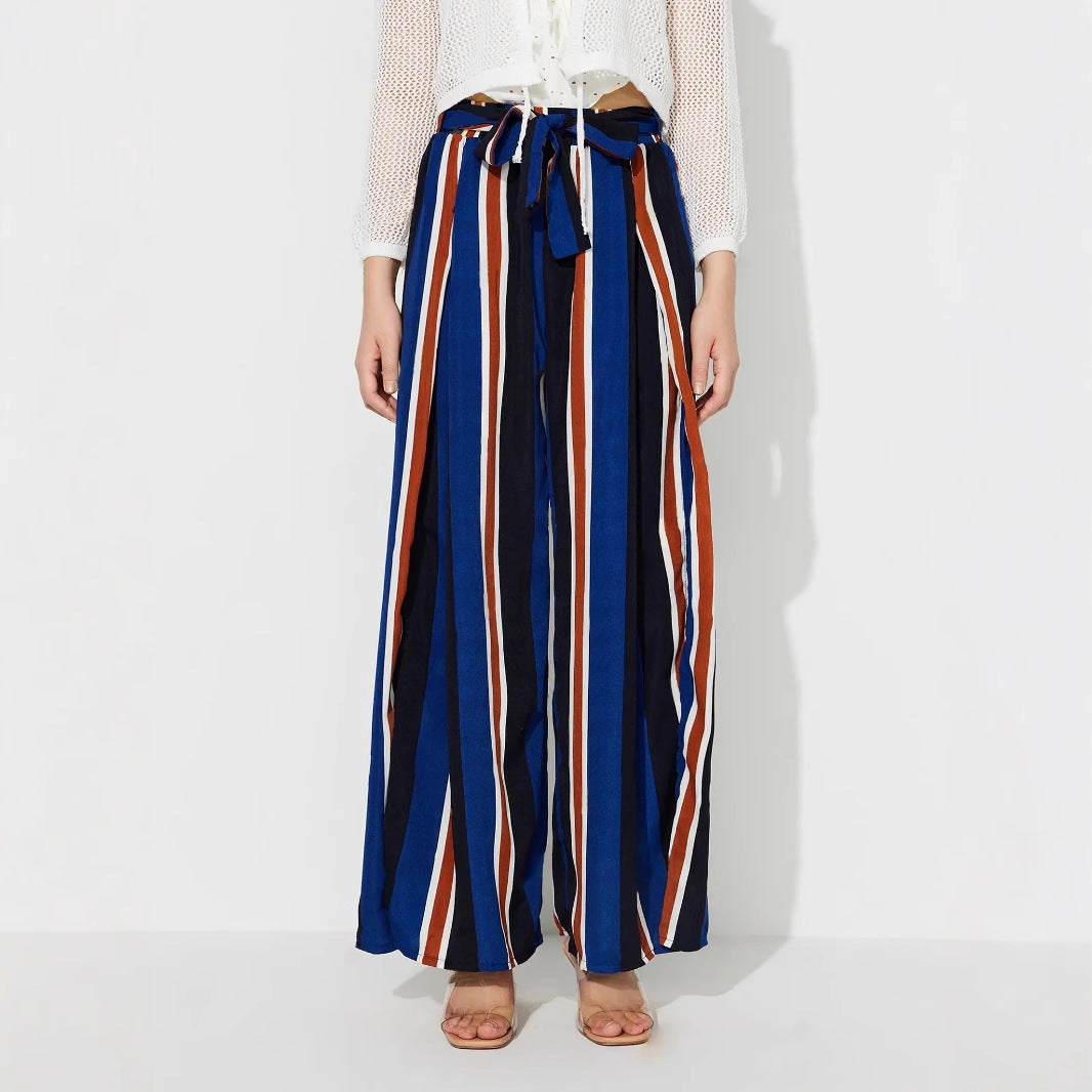 Damen Palazzo-Hose Streifenmuster Weite Bein Norvielle - Norvielle