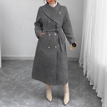 Damen Wollmantel Eleganter Doppelknopf