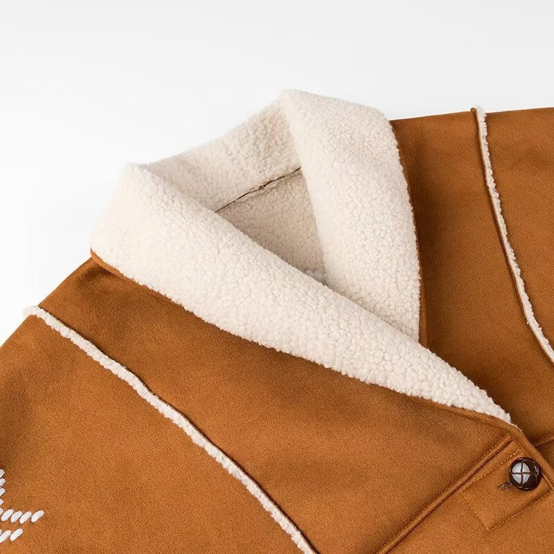 Damen Teddyjacke Warm Stickereien Norvielle