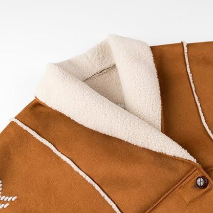 Damen Teddyjacke Warm Stickereien Norvielle