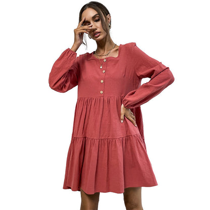 Damen Sommerkleid Knopfleiste Rüschendetails Luftig Norvielle