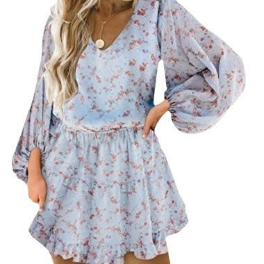Damen Kleid Kurzarm mit Puffärmeln Norvielle