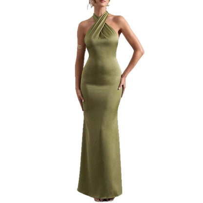 Damen Abendkleid Schmal Schnitt Nackenband Elegantes Design