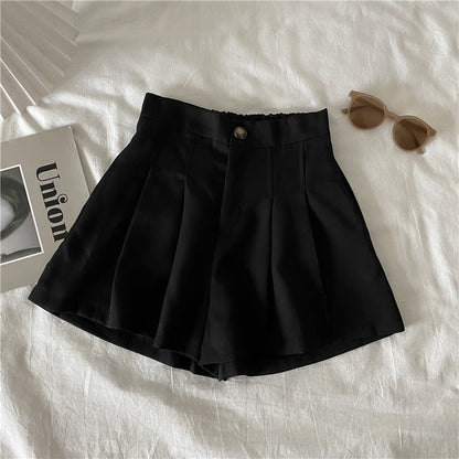 Damen Shorts Faltenwurf Knopfdetail Elegante