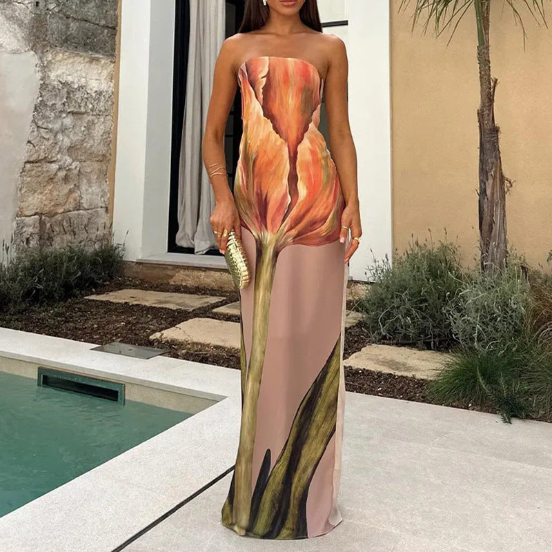 Damen Maxi-Kleid Moderner Kunststil Norvielle