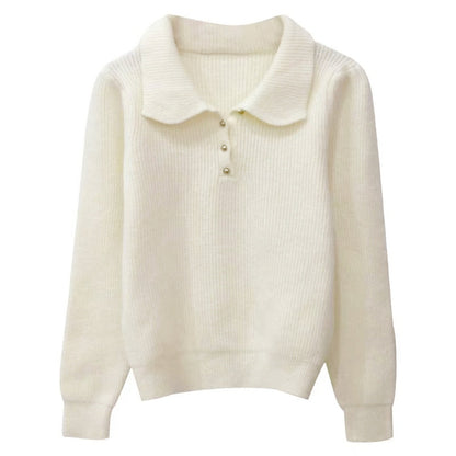 Damen Pullover mit Polokragen Weiches Strick Norvielle