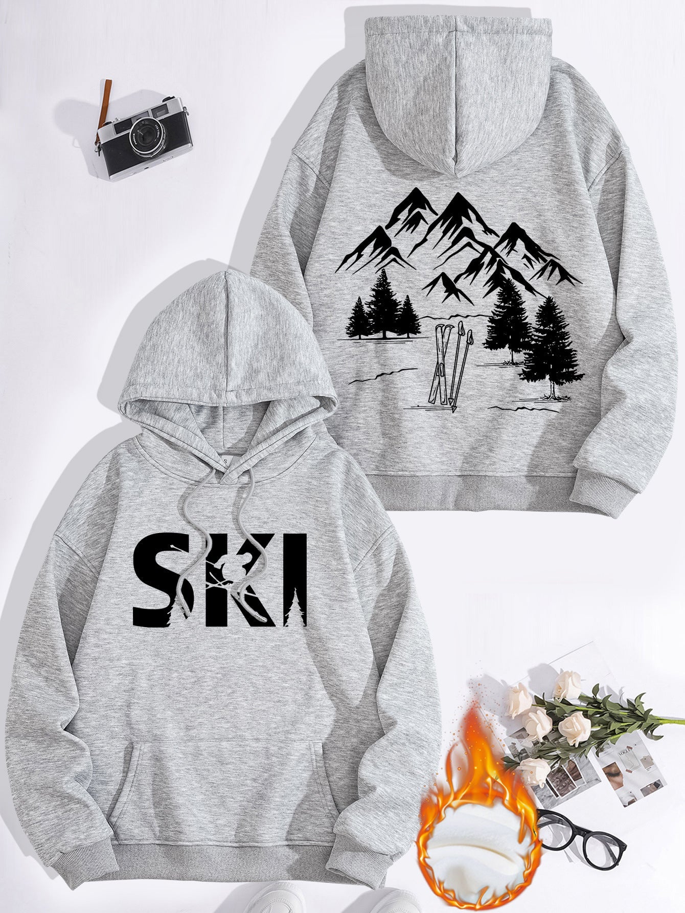 Damen Kapuzenpullover Ski-Design Gemütlich Norvielle