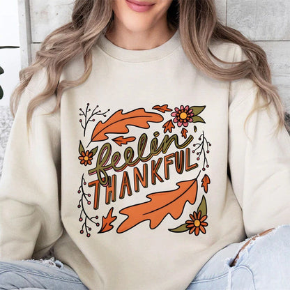 Damen Sweatshirt Bunt Herbstmotiv Baumwolle - Norvielle