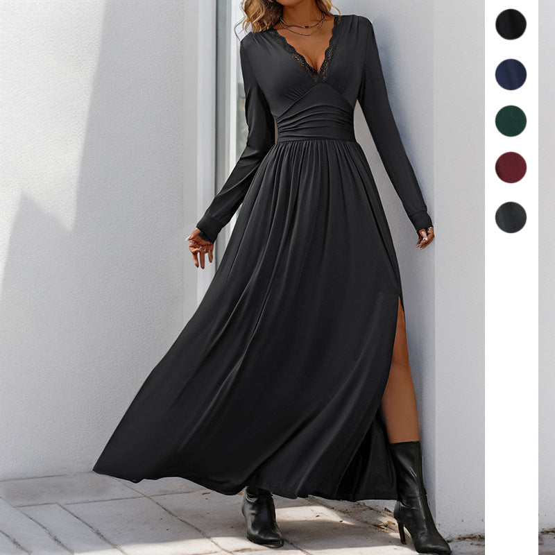 Damen Wickelkleid mit V-Ausschnitt und langen Ärmeln Norvielle - Norvielle