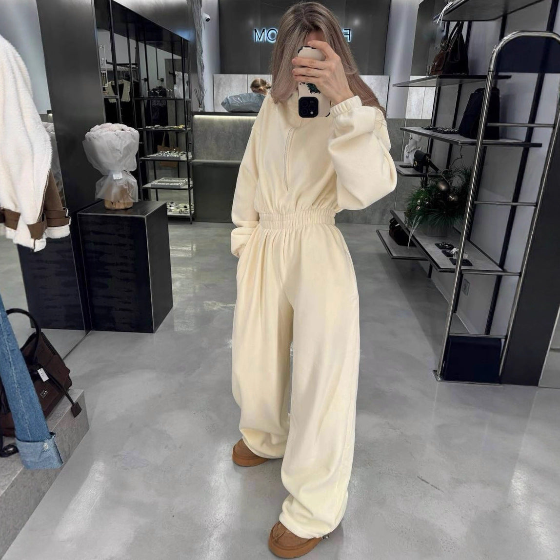 Damen Fleece Jumpsuit Gemütlich Norvielle