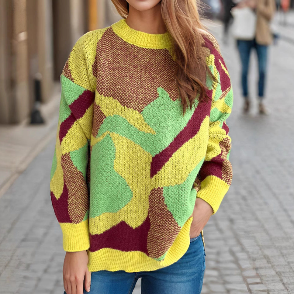 Damen Pullover Lässiger Schnitt Expressives Muster Norvielle - Norvielle