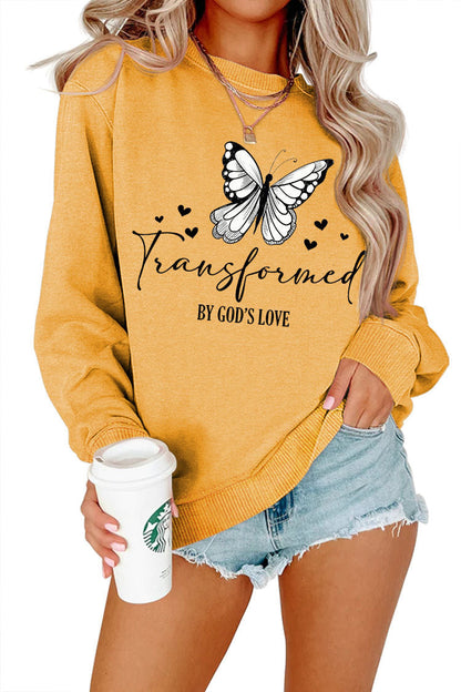 Damen Sweatshirt Schmetterlingsmotiv Baumwolle Weiß