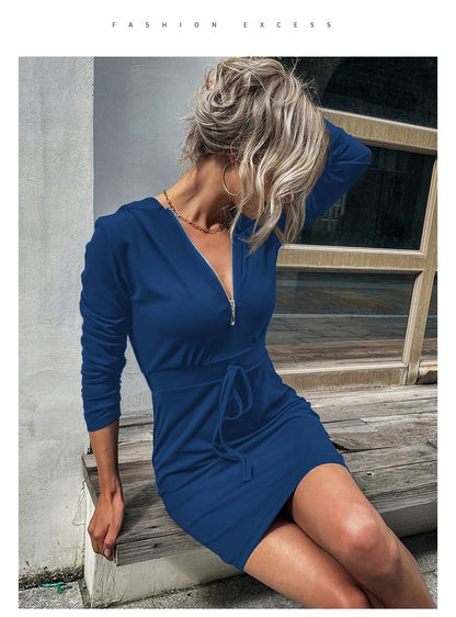 Damen Sportkleid Reißverschluss Regulierbarer Gürtel Norvielle