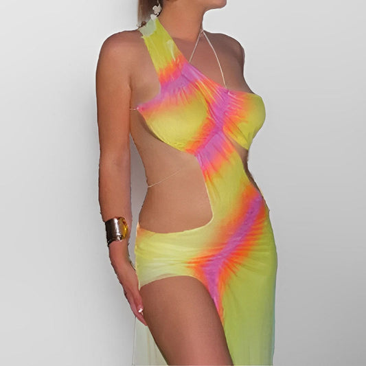 Damen Strandkleid Asymmetrisch Batik-Design - Norvielle